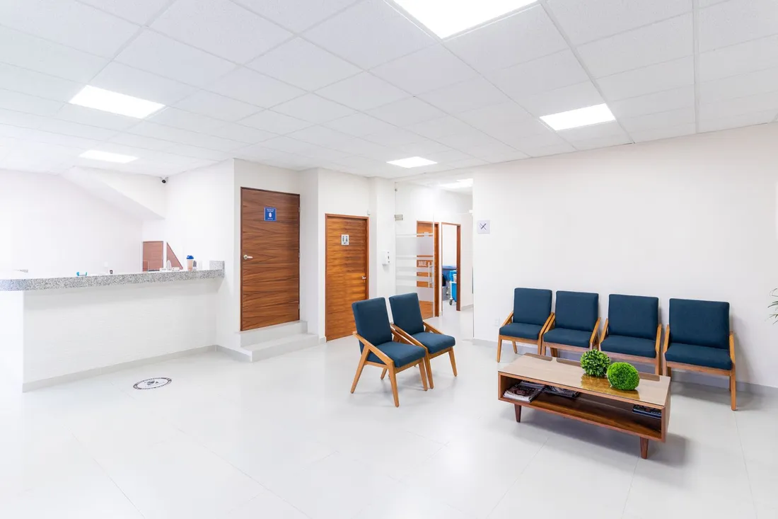 A bright, modern medical practice waiting room